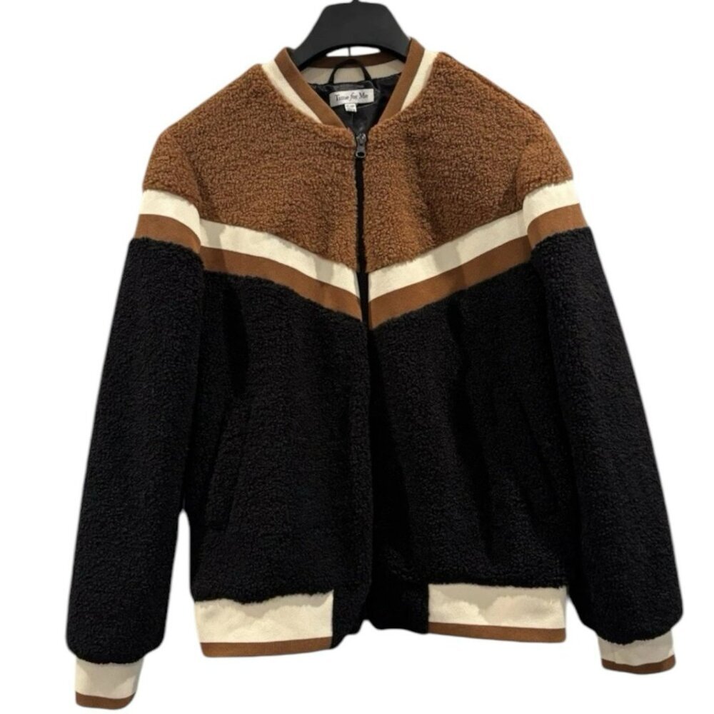 Time For Me Teddy Bear‎ Bomber Jacket – Women’s Small Black/Brown